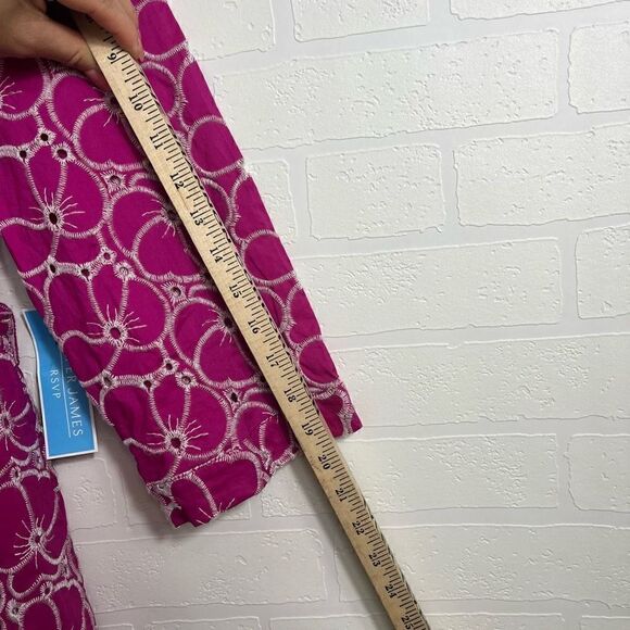 Draper James Womens Embroidered Dress size XL Hot Pink Floral Cotton NWT - Picture 6 of 12